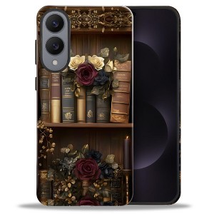 BONGEEK Case Compatible with Samsung Galaxy S25 Edge,Scratch Resistant Hybrid 2-Layer Hard Shell Bright Phone Case,Books Flower Vintage Dark - 1 of 4
