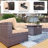 ALAULM Outdoor Patio Furniture Set Outdoor Sectional Rattan Sofa Set Brown Manual Wicker Patio Conversation Set with Cushions - 4 of 4
