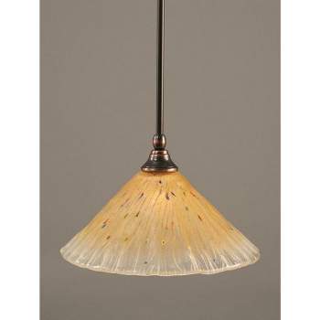 Toltec Lighting Any 1 - Light Pendant in  Black Copper with 12" Amber Crystal Shade