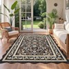 Scalloped Floral Rug Washable Non-Slip Boho Hallway Rug Soft Carpet for Kitchen, Bathroom, Laundry, Entryway - 2 of 4