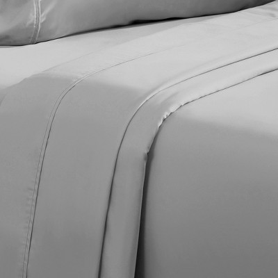 Luxurious Light Gray California King Flat Sheet, 400 Thread Count Cotton