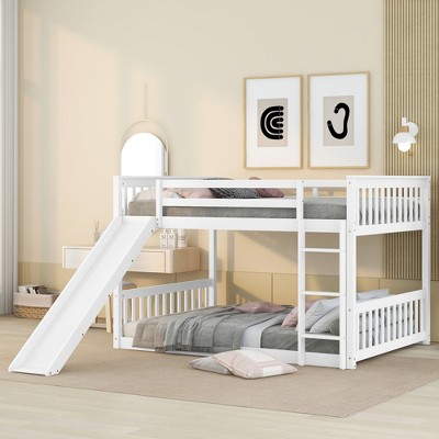 Full Over Full Bunk Bed With Slide And Ladder, White - Modernluxe : Target