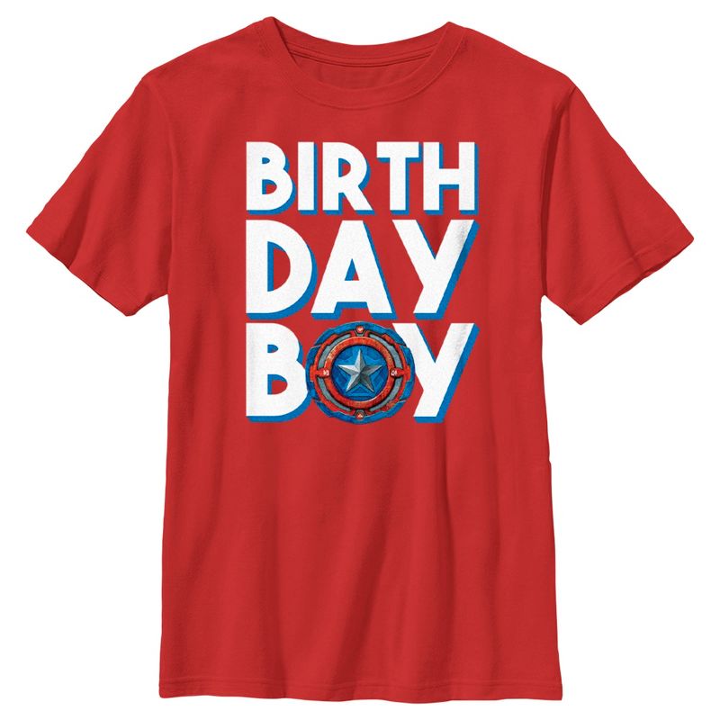 Boy's Marvel Birthday Boy Cap Shield T-Shirt, 1 of 5
