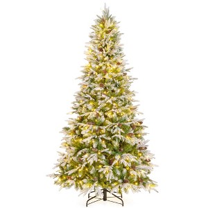 Costway 6/7.5/9 FT Artificial Christmas Tree Hinged Xmas Tree with 765/1135/1871 Branch Tips 280/470/690 Lights - 1 of 4