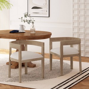 Christopher Knight Home Set of 2 Ladieu Fabric and Wood Tub Dining Chairs - 1 of 4