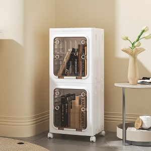 VECELO 2/3/4-Tier Tall Narrow Storage Cabinet, Slim Bathroom Storage Cabinet with Wheels, Narrow Organizer for Small Space or Kitchen, White - 1 of 4