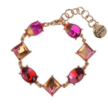 Isaac Mizrahi New York Gold Tone Chain Bracelet With Stone And Bead ...