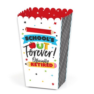 Big Dot of Happiness Teacher Retirement - Happy Retirement Party Favor Popcorn Treat Boxes - Set of 12