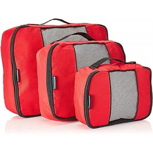 TravelWise Nylon Luggage Organization Packing Cubes, Red, 3 Sizes - 1 of 2