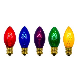 Northlight Pack of 25 Transparent C7 Multi-Color Christmas Replacement Bulbs - 1 of 3
