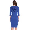 Women's 3/4 Sleeve Hooded Sweatshirt Dress, Pullover Bodycon Midi Dress with Pockets - 2 of 3