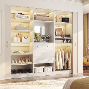 Aheaplus Closet System with Mirror and Wooden Drawers - 1 of 4