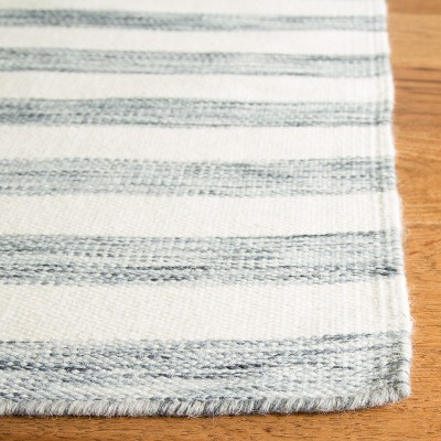 Ivory and Grey 6' x 9' Handmade Wool Flat Woven Rug