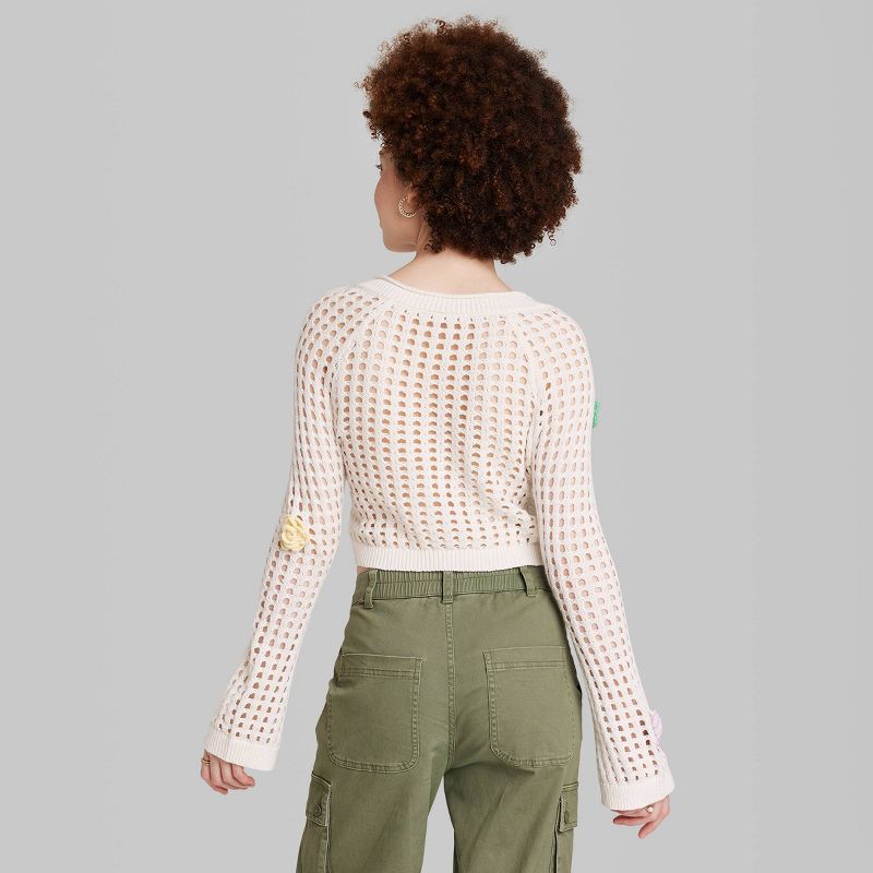 Women's Open Work Cropped Pullover - Wild Fable™, 4 of 11