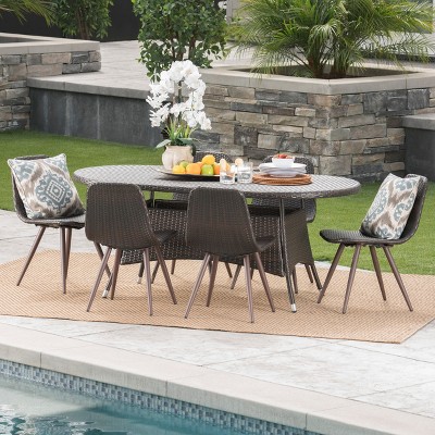 Christopher Knight Home Panola Outdoor Wicker and Iron 7 Piece Dining Set