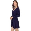 YESFASHION  Women's Casual T Shirt Dress 2025 Summer Long Sleeve Swing Dresses Puff Sleeve V-Neck Ruffles Pleated Party Dress - 2 of 4