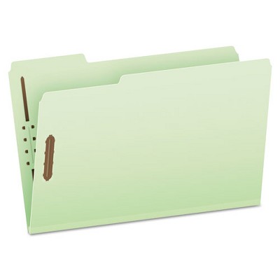 Pendaflex Heavy-Duty Pressboard Folders with Embossed Fasteners, 1/3-Cut Tabs, 3" Expansion, 2 Fasteners, Legal Size, Green, 25/Box
