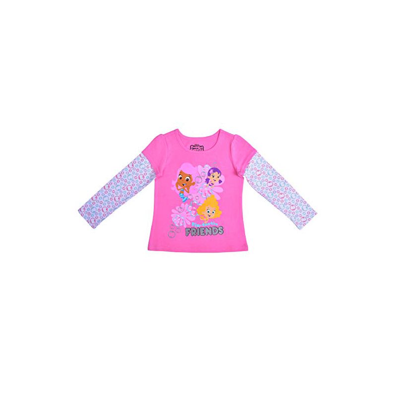 Nickelodeon Girl's Fin-Tastic Friends Bubble Guppies Graphic Tee with Double Layer Long Sleeves for Toddler, 2 of 4