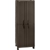 Resin Rattan Wardrobe Cabinet Brown - Inval: HDPE Material, 2 Adjustable Shelves, Lockable - 2 of 4