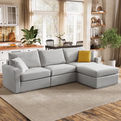 Dyonery Oversized Modular Sectional Sofa, Large L Shaped Sleeper Couch for Living Room, Convertible Modular Couch with Storage Ottoman