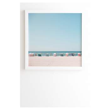 20" x 20" Hello Twiggs Beach Huts Framed Wall Art Blue/White - Deny Designs