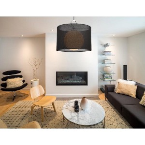 Arosia 24" Chrome Pendant Light with Black Fabric Shade - Dimmable, Modern Design - 1 of 1