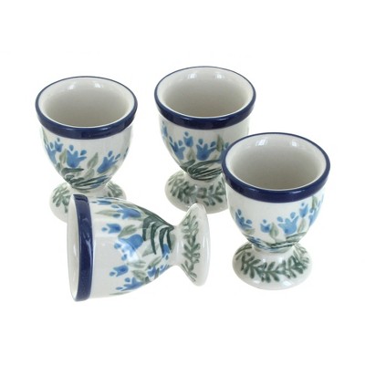 Blue Rose Polish Pottery 106 Ceramika Artystyczna Egg Cup Set