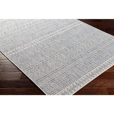 Antibes Navy and Beige Wool Geometric Area Rug 2' x 2'11"