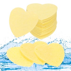 Unique Bargains Daily Skincare Home Travel Compressed Heart Shape Facial Sponges 2.5" 60 Pcs - 1 of 4