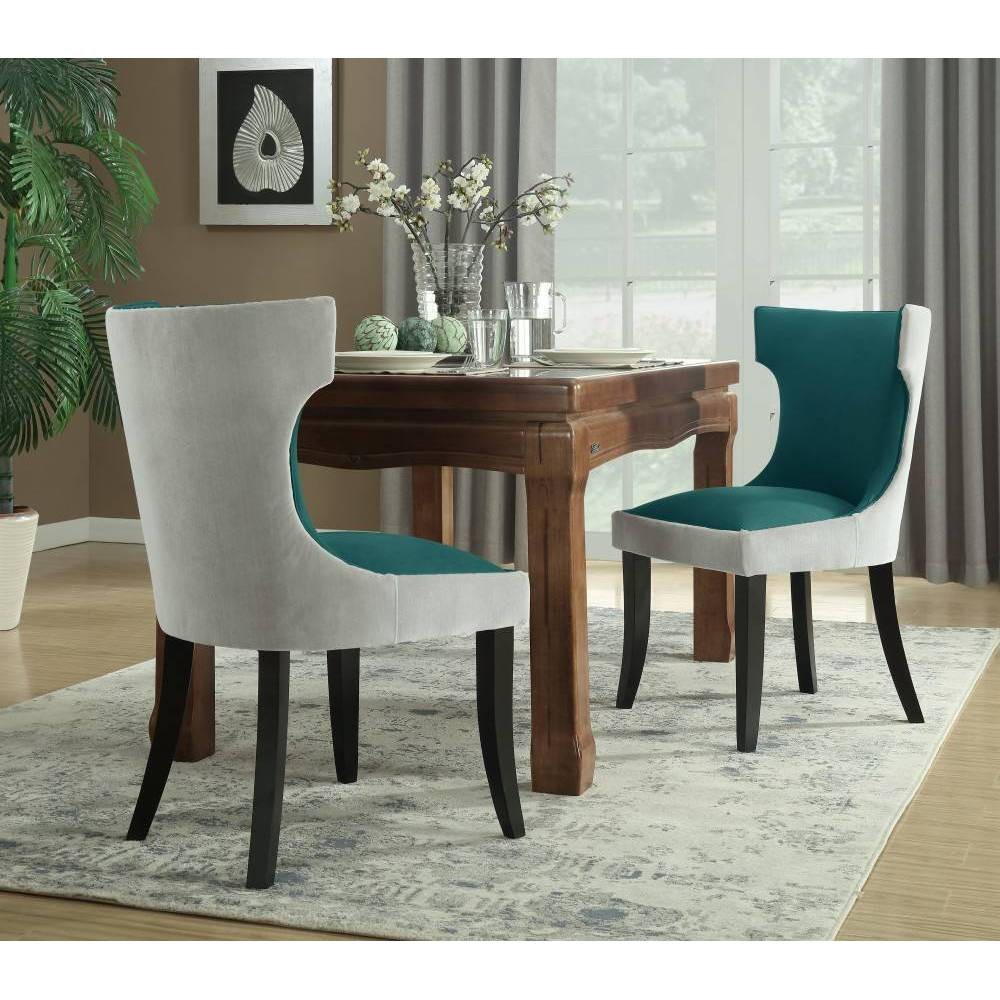 Set of 2 Zeke Dining Chair Light Gray/Teal - Chic Home Design was $389.99 now $233.99 (40.0% off)