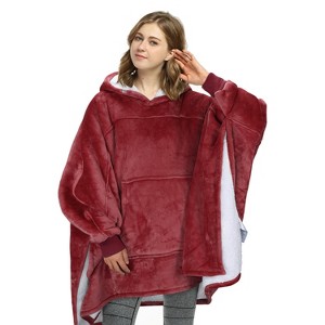 Catalonia Oversized Hoodie Sweatshirt Cape, Casual Hoodie Cape, Batwing Coat Pullover Blanket | Fluffy Fleece, Comfortable, Roomy | for Adults - 1 of 4