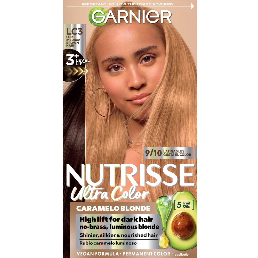 Photos - Hair Dye Garnier Nutrisse Ultra Color Nourishing Permanent Hair Color Crème Kit - LC3 High Lift Blonde 