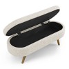 Lyngins Handcrafted Fabric Oval Storage Ottoman Bench, Pleated Design Ottoman with Storage, Storage Bench with Rubber Wood Legs for Living Room - 3 of 4