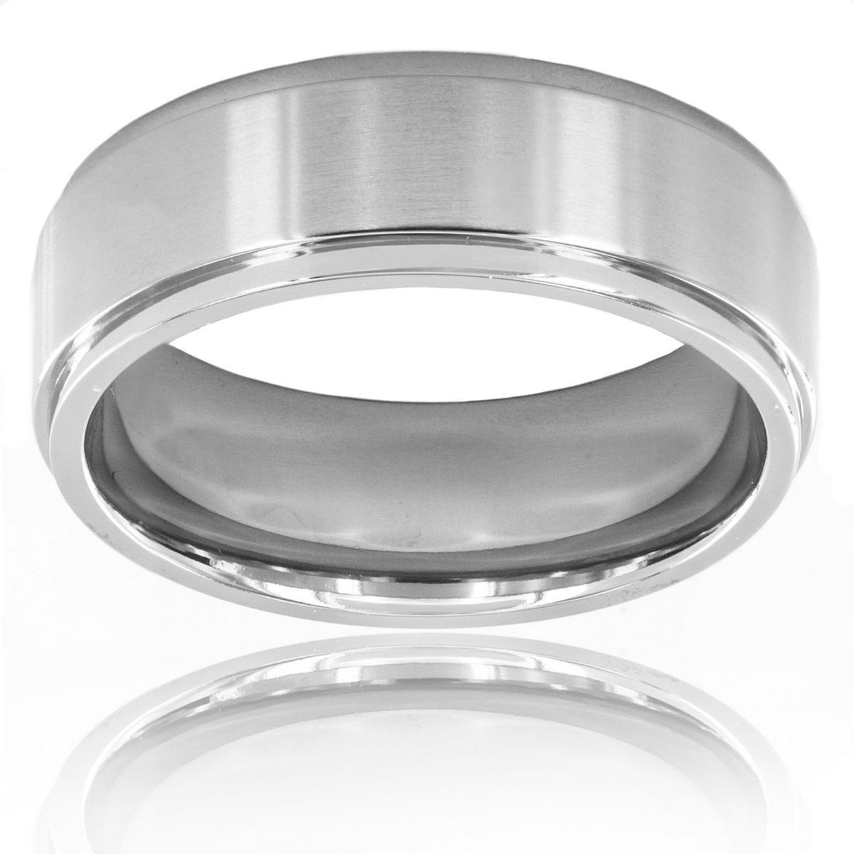 West Coast Jewelry Men's Titanium Brushed and Polished Beveled Ring - 7mm - thumbnail 4