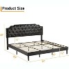 King Size Black Upholstered Platform Bed Frame with Headboard, Button Tufted, Wood Slats, No Box Spring Needed - 2 of 4