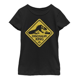 Girl's Jurassic Park Dinosaur Crossing Sign T-Shirt - 1 of 3
