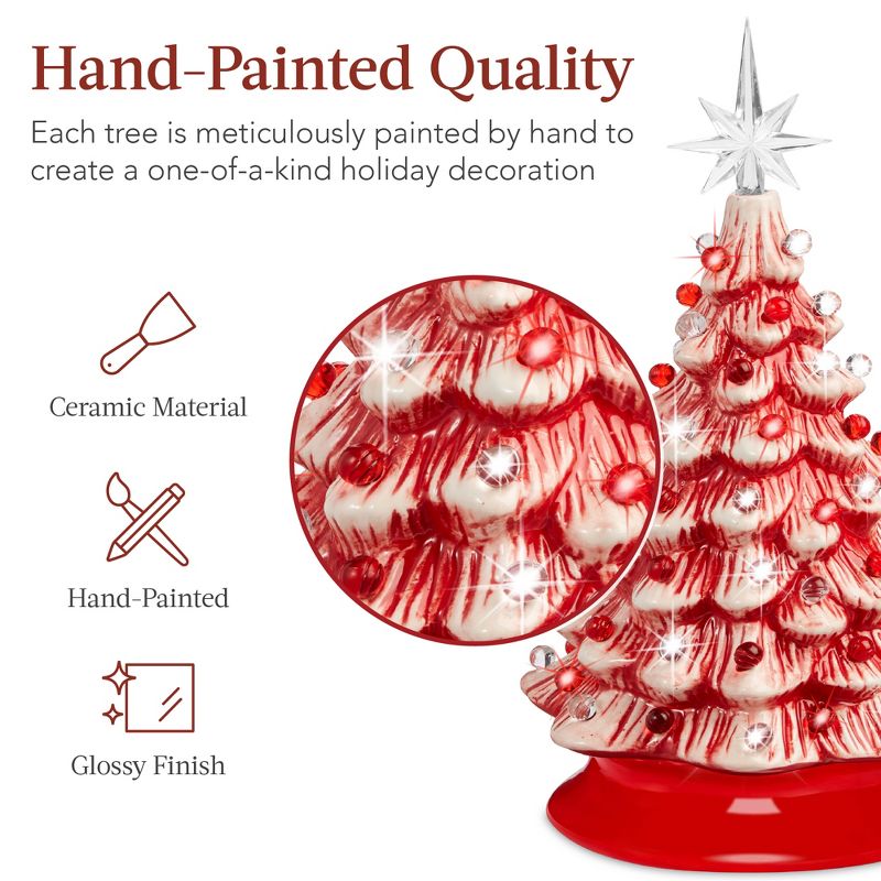 Best Choice Products 15in Ceramic Christmas Tree, Pre-lit Hand-Painted Holiday Decor w/ 64 Lights, 2 of 8