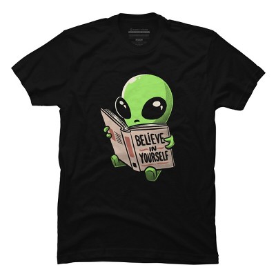 Men's Design By Humans Believe in Yourself Funny Book Alien By EduEly T-Shirt