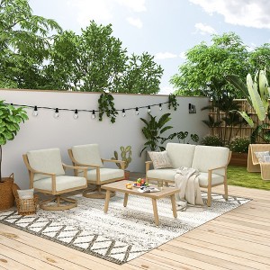 HAPPATIO 4-Piece Outdoor Patio Furniture Set , Aluminum Outdoor Conversation Set Perfect for Porch, Deck, Garden - 1 of 4