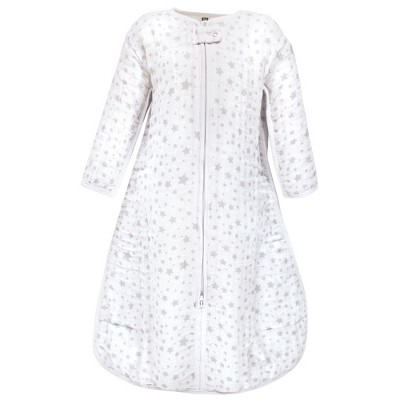 Hudson Baby Unisex Baby Long Sleeve Muslin Sleeping Bag, Wearable Blanket, Sleep Sack, Gray Star, 0-6 Months