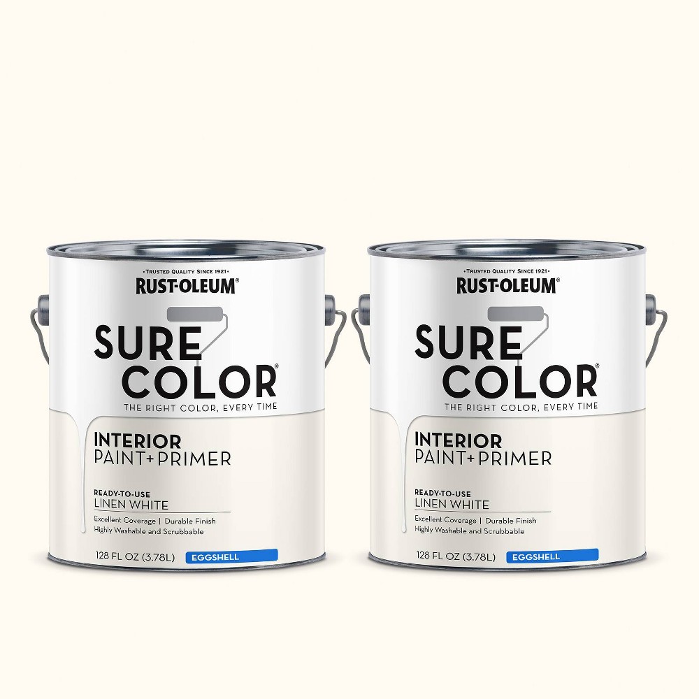 Photos - Paint / Enamel Rust-Oleum 2pk Sure Color Eggshell Linen White Gal 