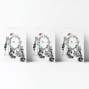Winter/Holiday Greeting Card Pack Sets (3 ct) Raccoon Family Wreath by Ramus & Co - 1 of 4