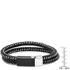 Steeltime Men's black leather and stainless steel wire braided bracelet with black ip stainless steel magnetic clasp - 3 of 4