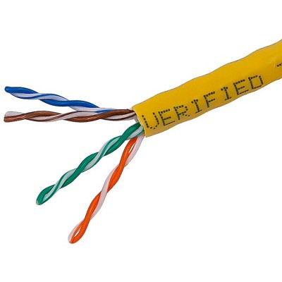 Monoprice Cat5e Ethernet Bulk Cable - Network Internet Cord - Solid, 350Mhz, UTP, CMR, Riser Rated,  Pure Bare Copper Wire, 24AWG, 1000ft, Yellow