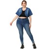 Agnes Orinda Women's Plus Size Denim Fashionable Crop Short Sleeve Jean Cardigans - 3 of 4