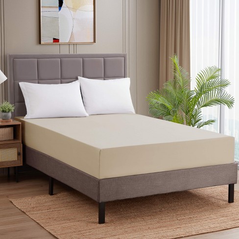 Sweet Home Collection | Fitted Sheet Brushed Microfiber Bottom Sheets with  Built in Sheet Straps, Full, Beige