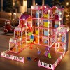 Skirfy Dollhouse, 20 Rooms Playhouse with 4 Dolls Playset with Furniture&Light Strip& Rotating Slide, Gift Toy for Kids - 3 of 4