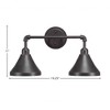 Toltec Lighting Vintage 2 - Light Vanity in  Dark Granite with 7'' Dark Granite Cone Metal Shade Shade - 2 of 2