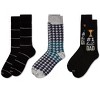 MeMoi Men's 3 Pair Pack Novelty Best Dad Crew Socks Gray-Black 10-13 - 3 of 4