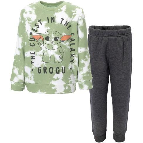 Star Wars The Mandalorian The Child Big Boys Fleece Sweatshirt and Pants Set Tie Dye Green Grey 18 20